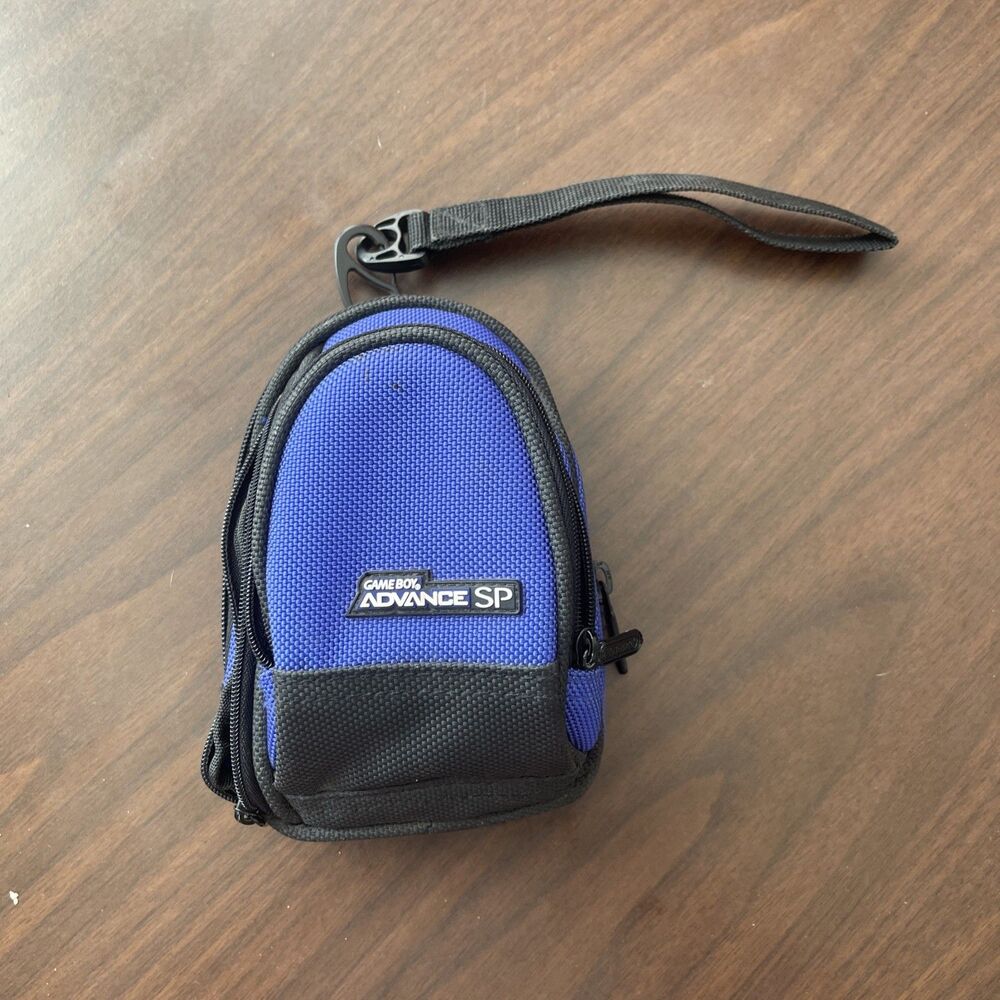 Nintendo Game Boy Advance SP GBA Carrying Case Blue Mini Belt Strap Travel Bag